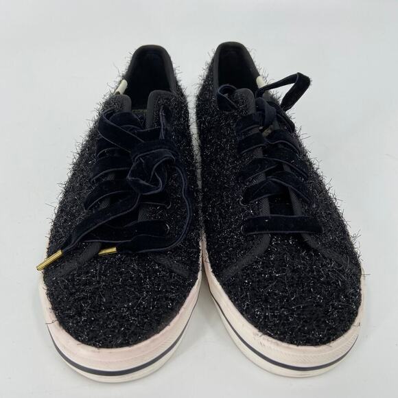 Keds x Kate Spade Canvas Sneakers Women's Size 7 Black Shimmer Lace Up Comfort - Picture 2 of 11